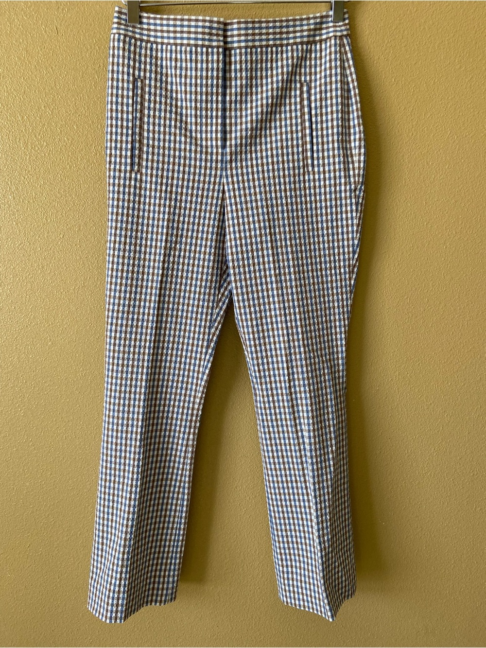 Veronica Beard Arte Pant in Acorn Multi Blue and Brown Checkered